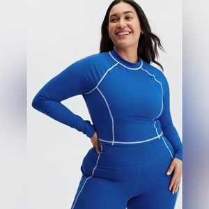 NWT Fabletics Yasmin Long Sleeve Crop Top Classic Blue